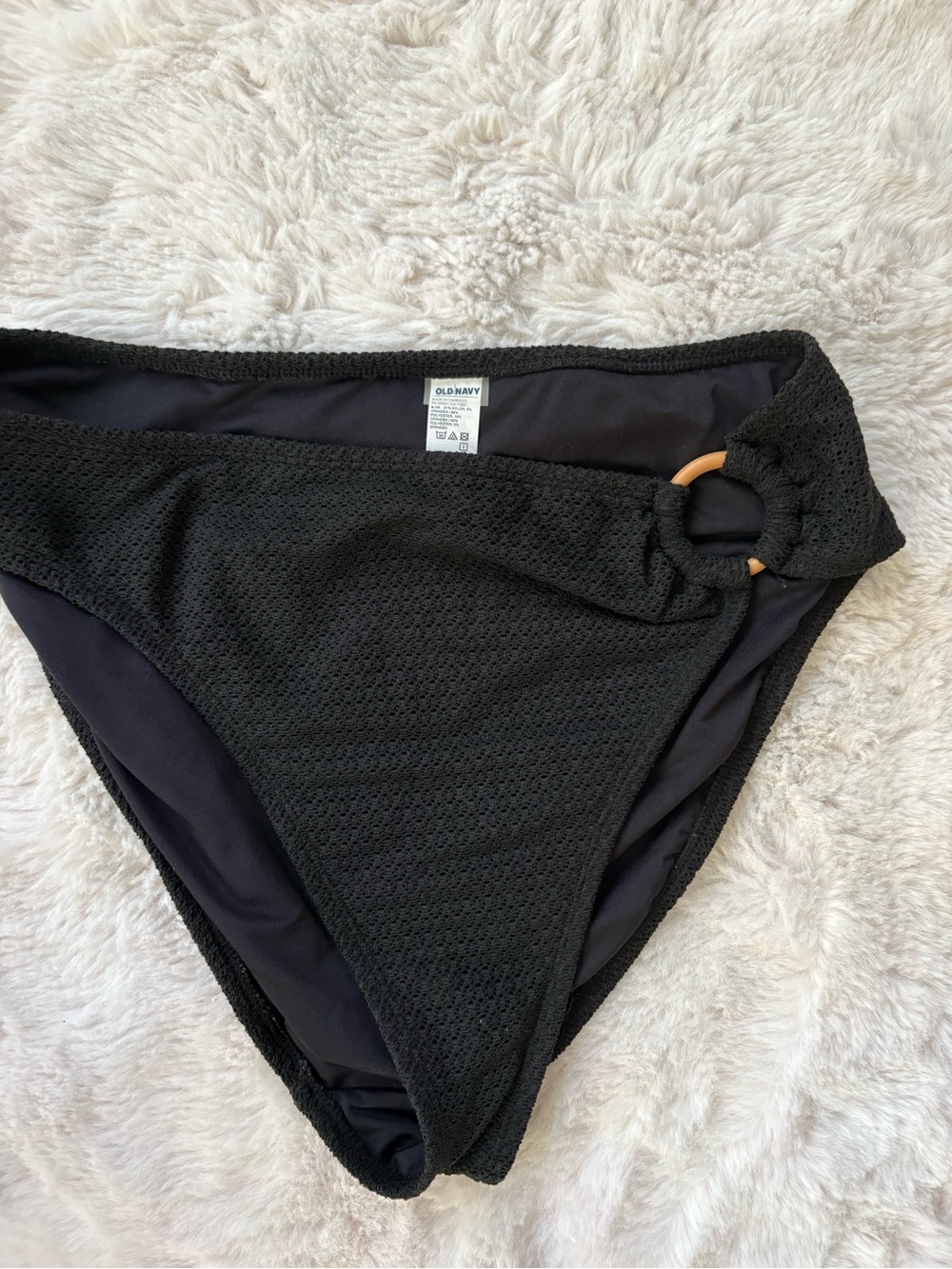 Old Navy Black Cozy Textured Waistband Swim Bottom